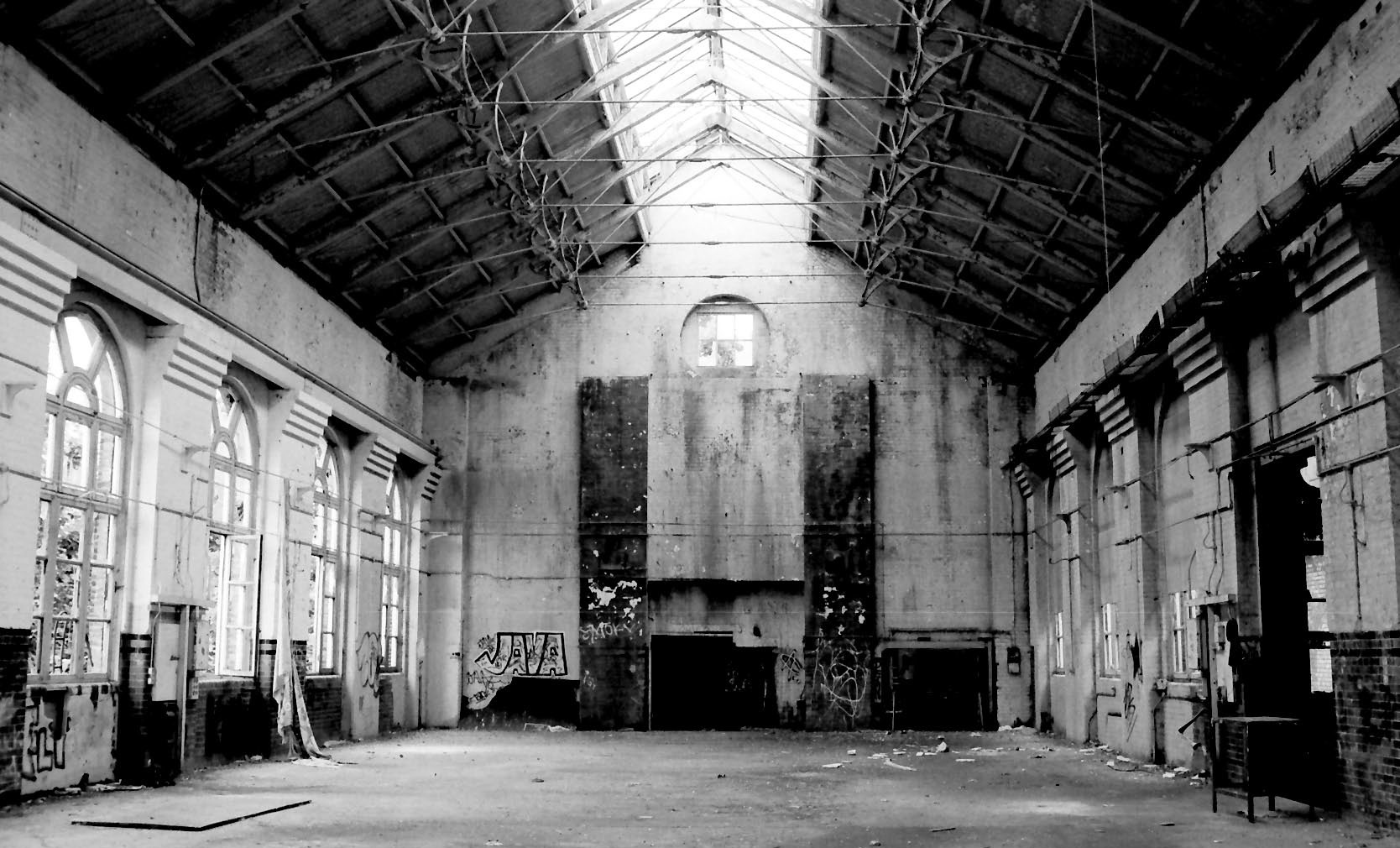 Figure 7. Inside the engine house looking towards the workshops