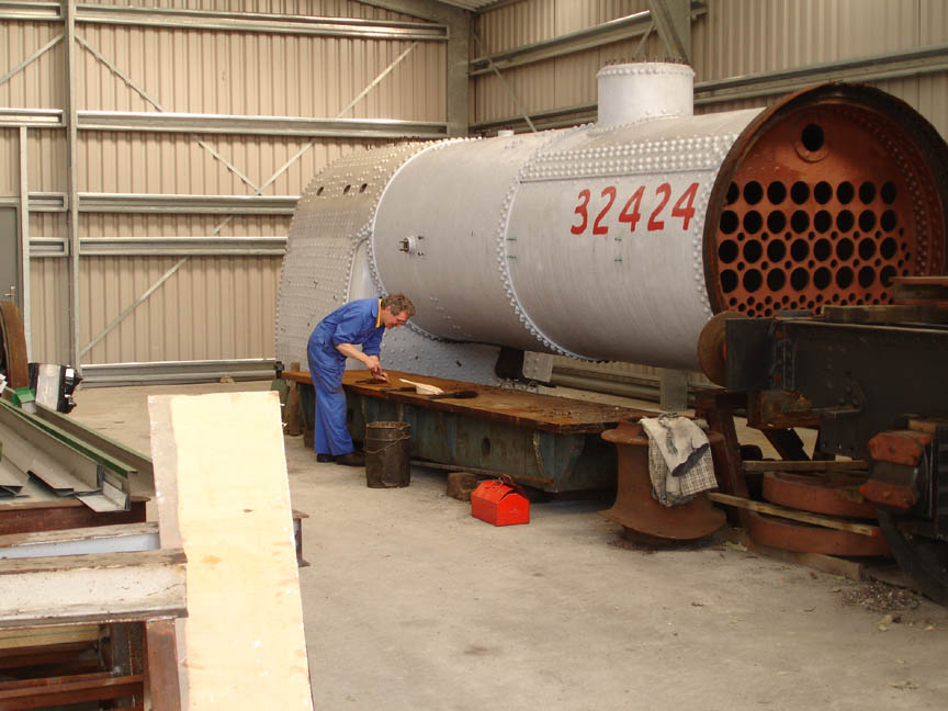 Atlantic boiler in its new home in Atlantic House construction shed © 'Bluebell Atlantic Project'