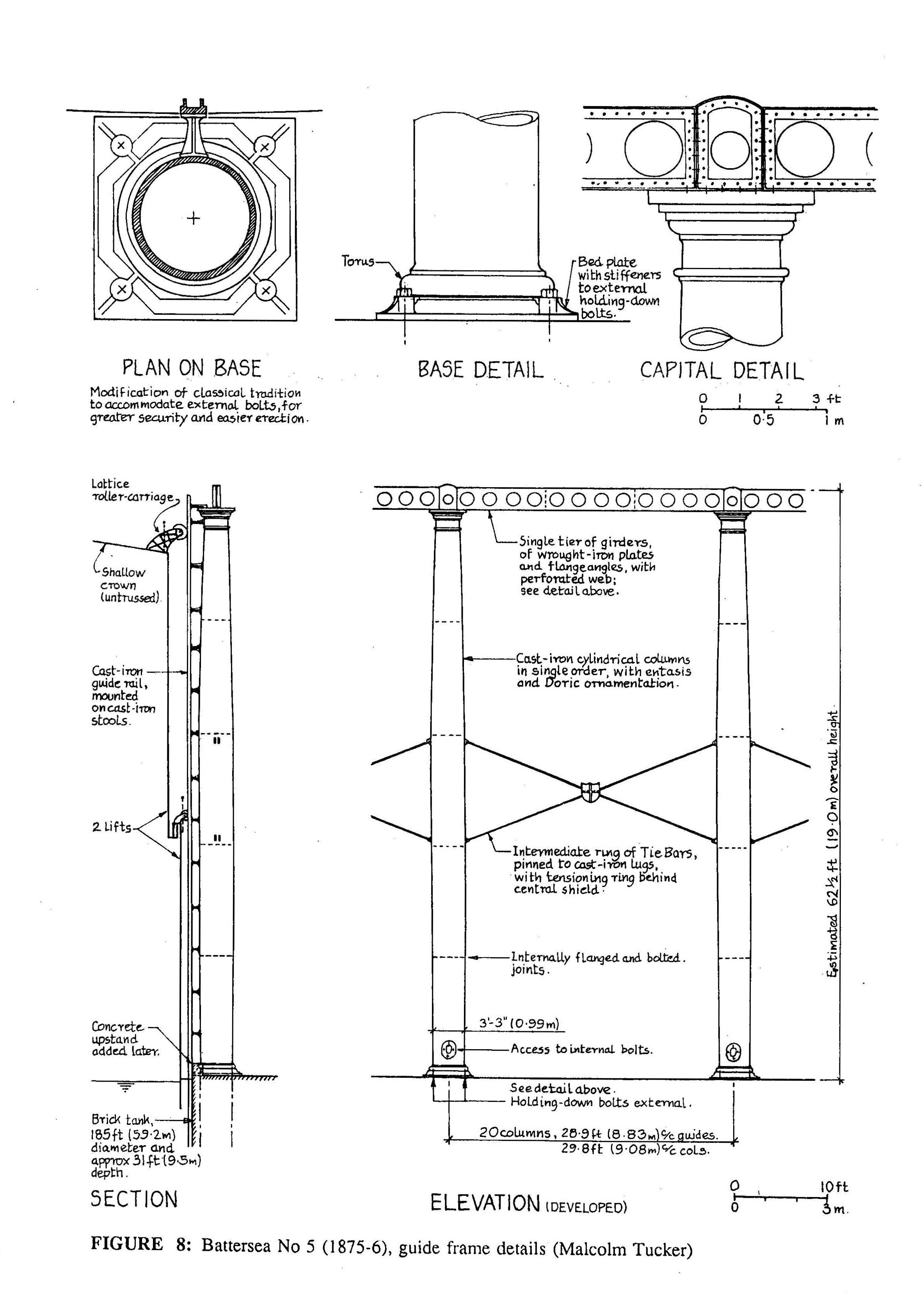 Drawings from unpublished report made to English Heritage in 2000, "London Gasholders Survey, The Development of the Gasholder in London in the Later Nineteenth Century". © Malcolm Tucker