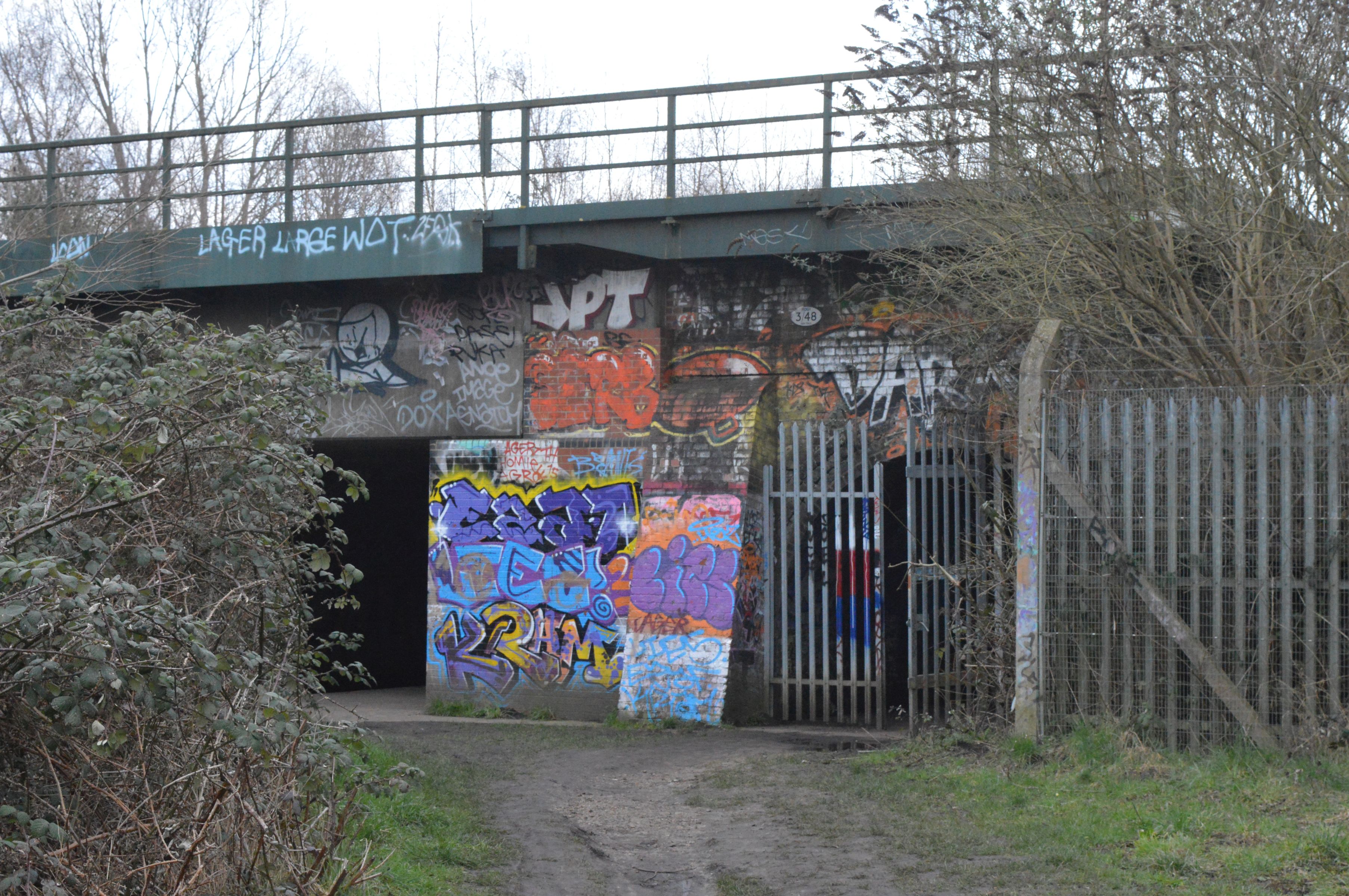 Footpath into flood relief tunnel