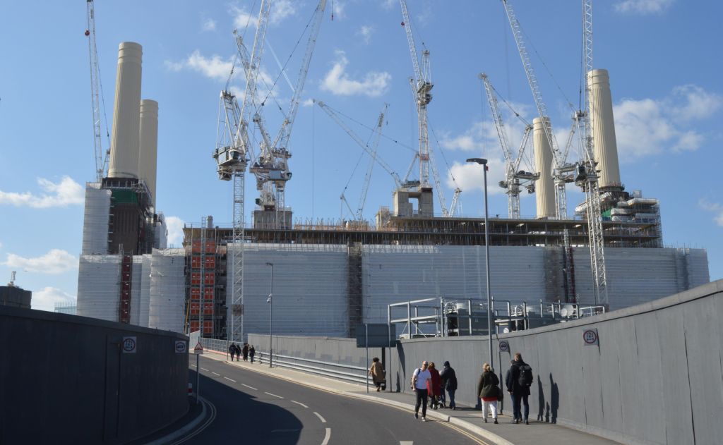 Battersea Power Station from roadway across site, March 2019
