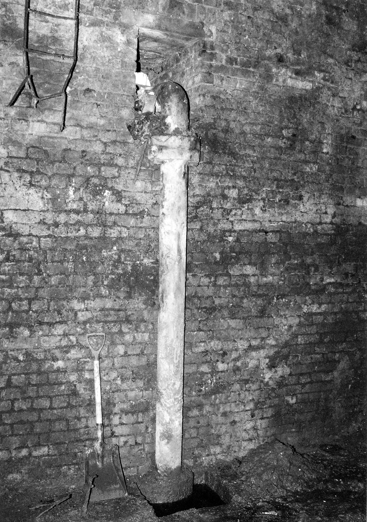 The pressure pipe entering the tower on the south east side