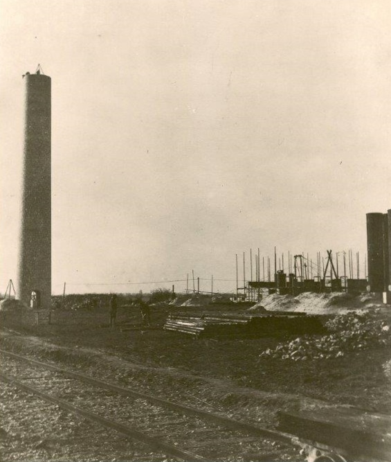 The chimney that the first picture was taken from. The photographers tripod can be seen at the top. The chimney, a local landmark for years was demolished on 31st May 1961.