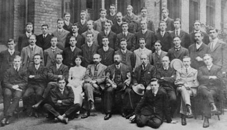 Manchester University Chemistry Department 1911. Weizmann is seated front row fifth from the left. W.H. Perkin is seated immediately to his left. (Copyright of the University of Manchester)
