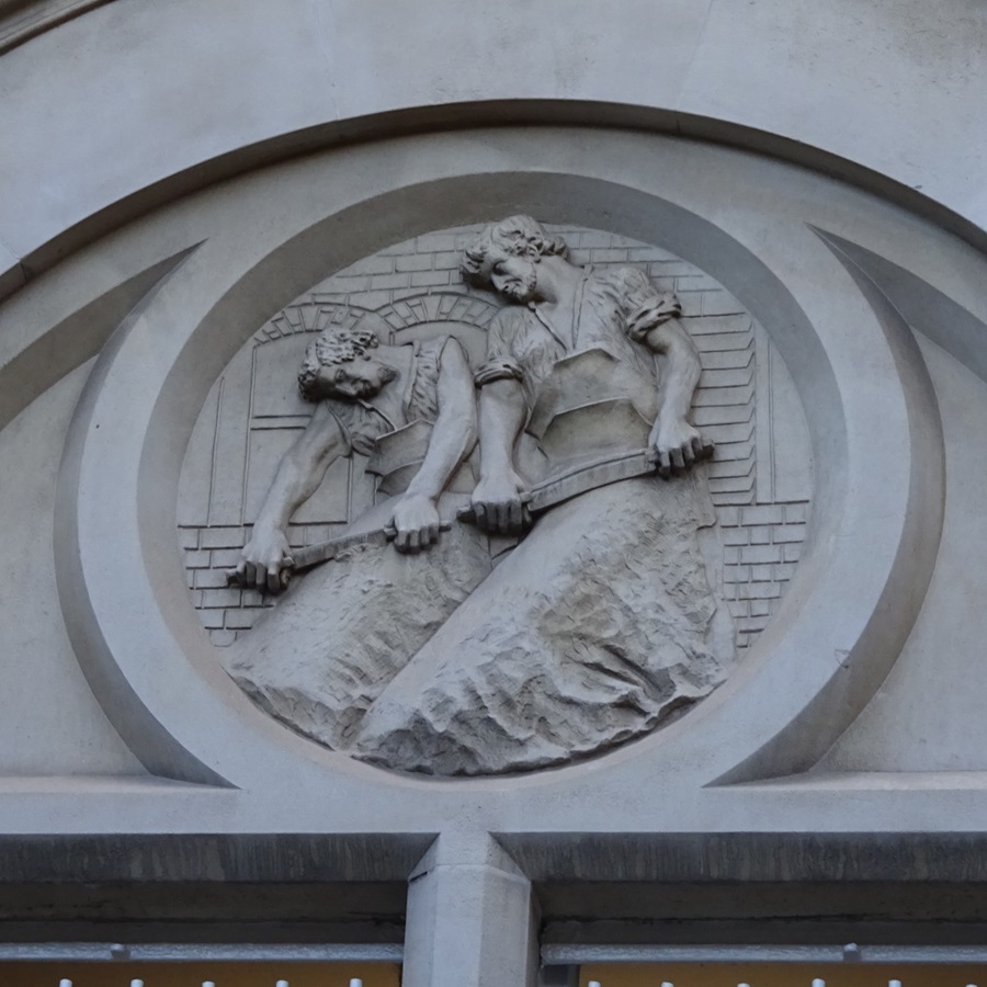 1. 'fellmongering' (scraping the flesh and hair from the skins).